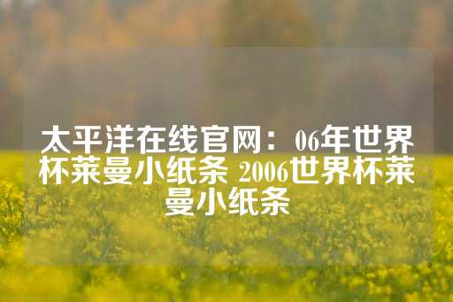 太平洋在线官网：06年世界杯莱曼小纸条 2006世界杯莱曼小纸条